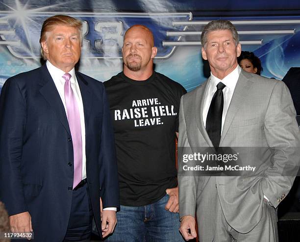 Donald Trump, Stone Cold Steve Austin and WWE Chairman Vince McMahon