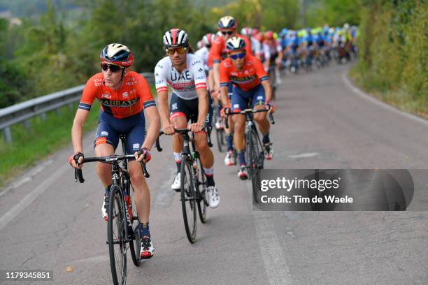 Andrea Garosio of Italy and Team Bahrain - Merida / Roberto Ferrari of Italy and UAE - Team Emirates / Yukiya Arashiro of Japan and Team Bahrain -...