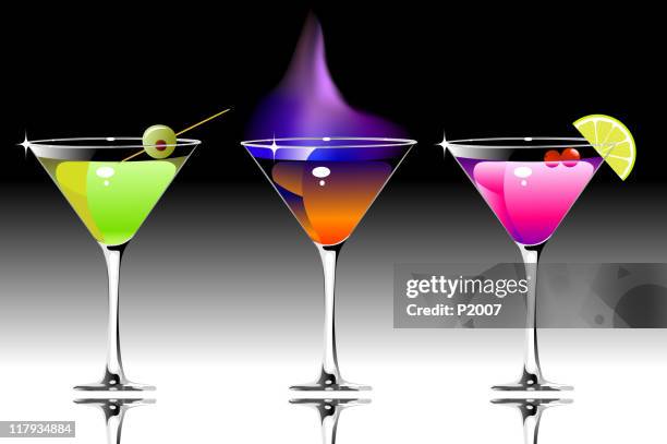 colorful martini - drinking martini stock illustrations