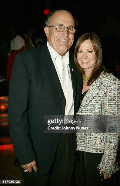 Rudolph Giuliani and wife Judith Giuliani during Derek Jeter's Birthday Party at the Maritime Hotel - June 27, 2004 at Maritime Hotel in New York...