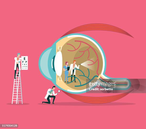 ilustraciones, imágenes clip art, dibujos animados e iconos de stock de oftalmólogo - centre médical