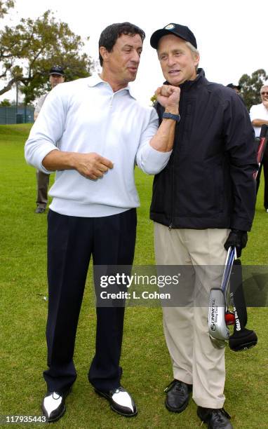 Sylvester Stallone and Michael Douglas at the 6th Annual Golf Classic benefiting the Elizabeth Glaser Pediatric AIDS Foundation.