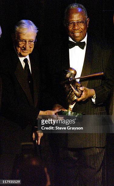 John Wooden & Hank Aaron during NAACP Legal Defense Fund's Hank Aaron Humanitarian Award in Sports at The Beverly Hilton Hotel in Beverly Hills,...