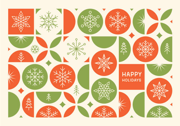 happy holidays modern card - happy holidays illustration stock illustrations
