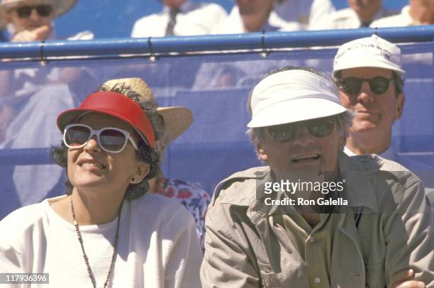 Alan Alda and wife Arlene Alda during 1990 U.S. Open - Celebrity Sightings - September 8, 1990 at Flushing Meadow in Queens, New York, United States.