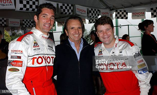 Max Papis, Emerson Fittipaldi, and Sean Astin during 28th Annual Toyota Pro/Celebrity Race - Race Day at Streets of Long Beach in Long Beach,...