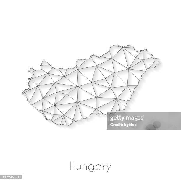 hungary map connection - network mesh on white background - budapest map stock illustrations