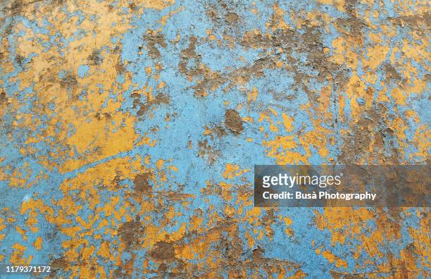 scratched surface with paint and rust stains - rust stock-fotos und bilder