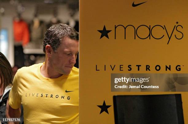 Athlete and Cancer Awareness Spokesperson Lance Armstrong appears at Macy's Herald Square on November 2, 2007 in New York City. Lance Armstrong's...