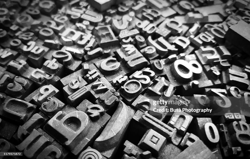 Typescript metal letters seen in a flea market
