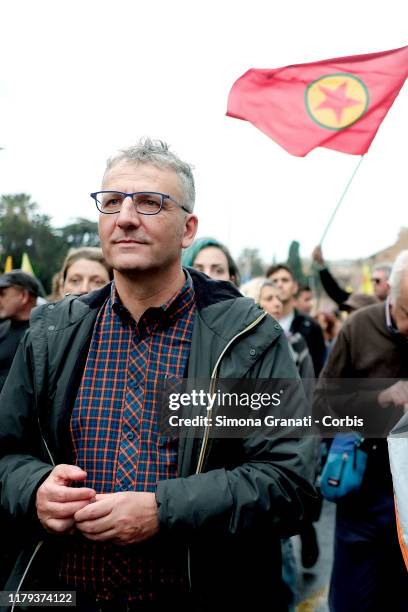 Massimiliano Smeriglio participates in the National march i"Defende Rojava" against the Turkish war in Rojava and supporting the Kurdish people, on...