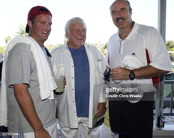 Matthew Perry, Merv Griffin and Dr. Phil McGraw during Merv Griffin Beverly Hills Country Club Celebrity Tennis Tournament Benefiting Childhelp USA...