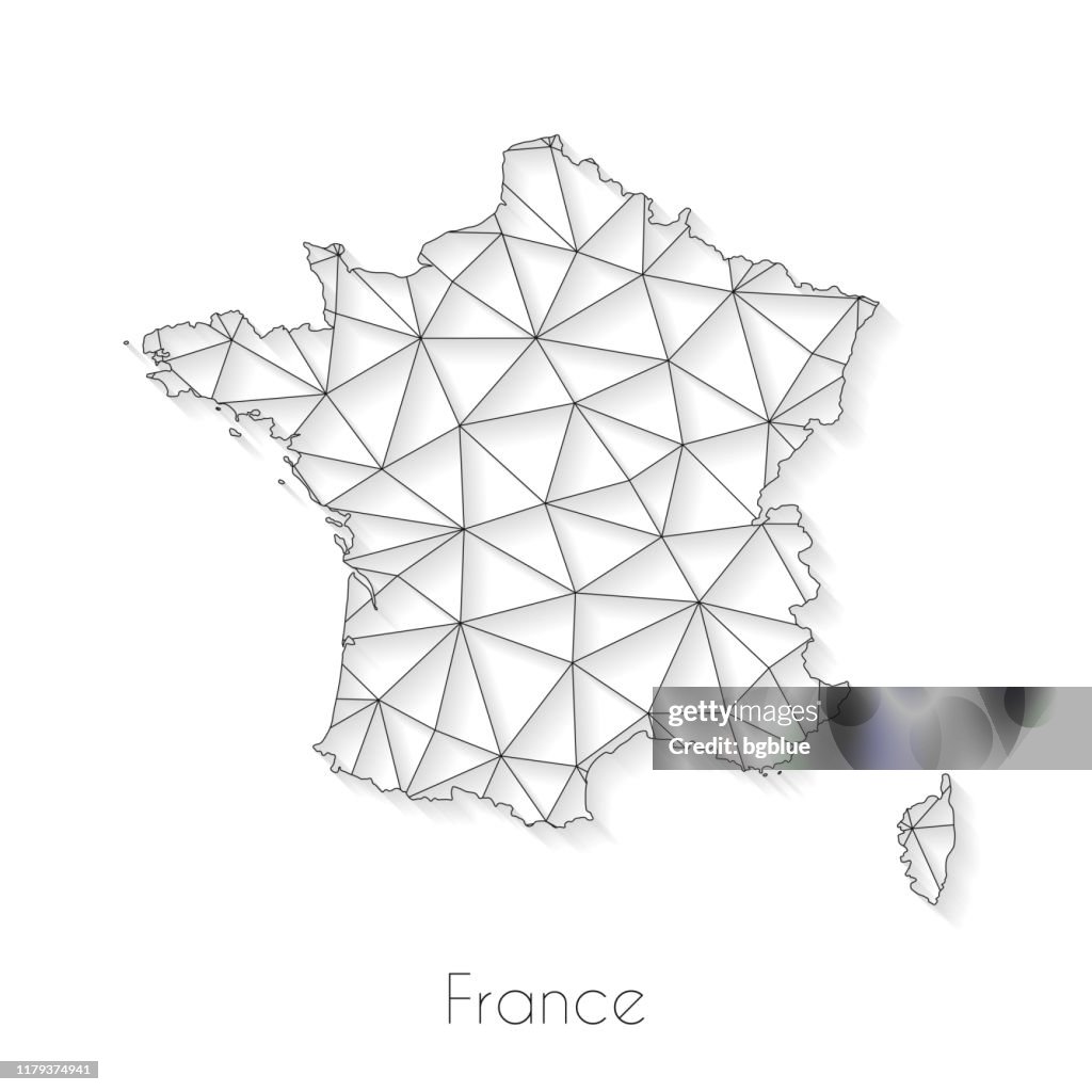 Connexion de carte de France - maille de réseau sur le fond blanc