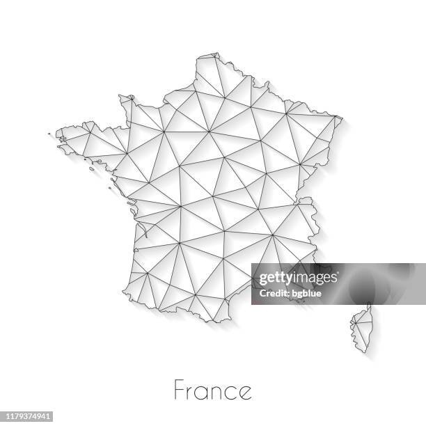 france map connection - network mesh on white background - triangle grid pattern stock illustrations