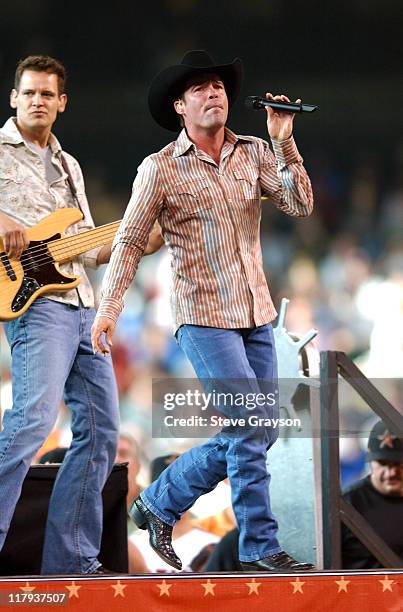 Clay Walker performs prior to the start of the 2004 Century 21 Home Run Derby at Minute Maid Park in Houston, Texas July 12, 2004.