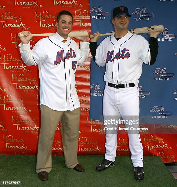 David Wright and his wax figure during David Wright Attends the Unveiling of his Wax Figure at Madame Tussauds New York at Madame Tussauds in New...