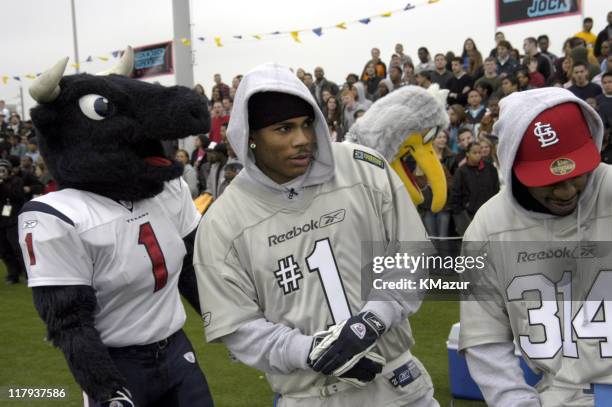 Nelly and Murphy Lee during MTV's Rock N Jock Super Bowl XXXVIII at MTV Compound Near Reliant Stadium in Houston, Texas, United States.