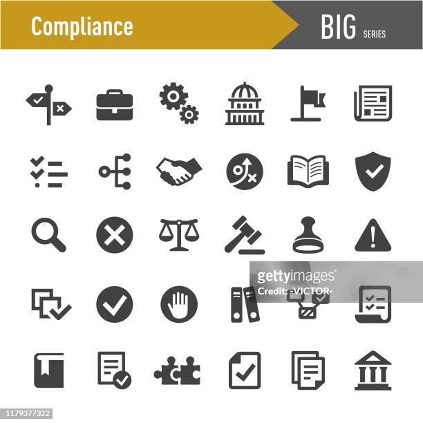 compliance icons - big series - conformity stock illustrations