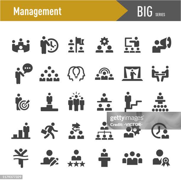 management icons set - big series - org chart stock illustrations