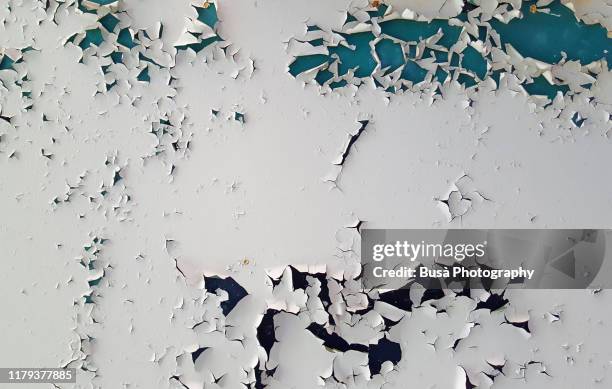paint peeling off a ceiling in an interior setting - peinture écaillée photos et images de collection
