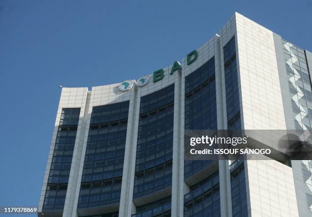 This photograph taken on November 1 shows the African Development Bank Group headquarters in Le Plateau, the business district of the Ivorian capital...
