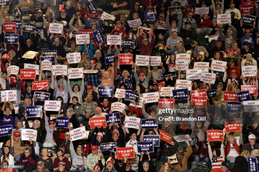 President Trump Holds Rally In Tupelo, Mississippi