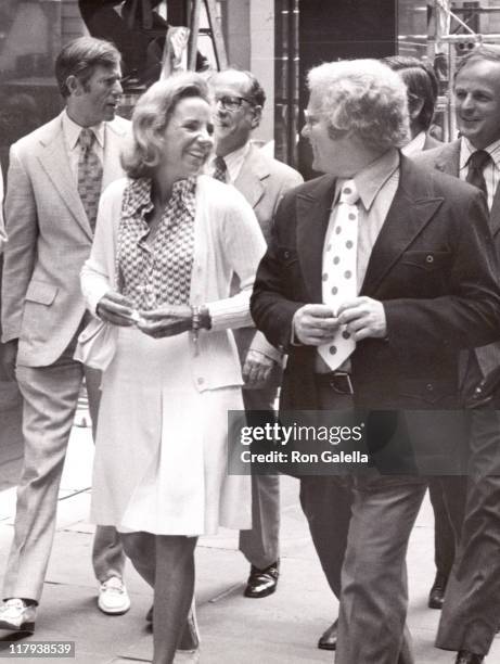 Ethel Kennedy and Roone Arledge during The 2nd annual RFK Pro-Celebrity Tennis Tournament Promotion at Seagram Plaza in New York City, New York,...