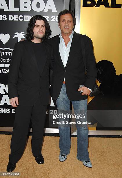 Sage Stallone and Frank Stallone during "Rocky Balboa" World Premiere - Arrivals at Grauman's Chinese Theatre in Hollywood, California, United States.