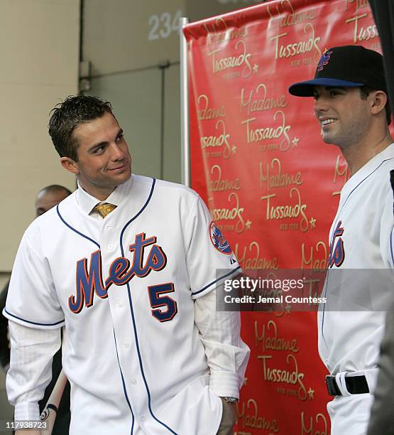 David Wright and his wax figure during David Wright Attends the Unveiling of his Wax Figure at Madame Tussauds New York at Madame Tussauds in New...