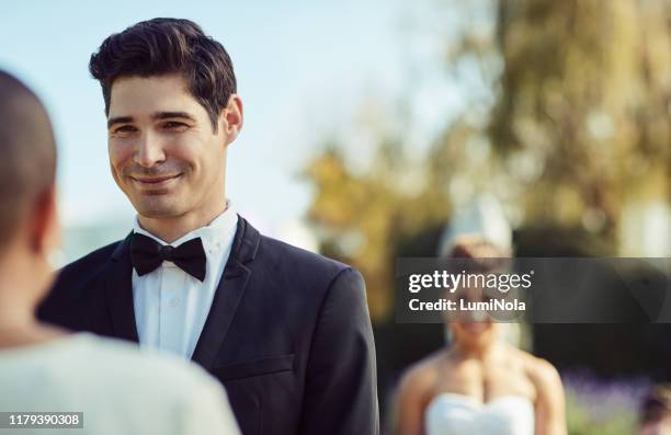 turn around to see your future - groom waiting at altar stock pictures, royalty-free photos & images