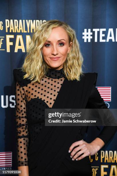 Olympic gymnast Nastia Liukin poses on the red carpet before the U.S. Olympic Hall of Fame Class of 2019 Induction Ceremony on November 1, 2019 in...