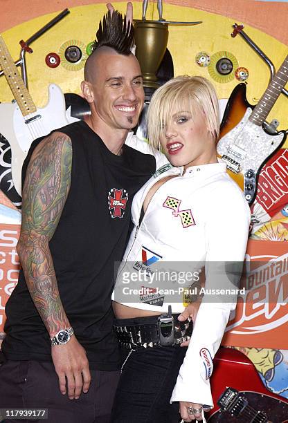 Carey Hart & Pink during ESPN Action Sports and Music Awards - Pressroom at The Universal Ampitheatre in Universal City, California, United States.