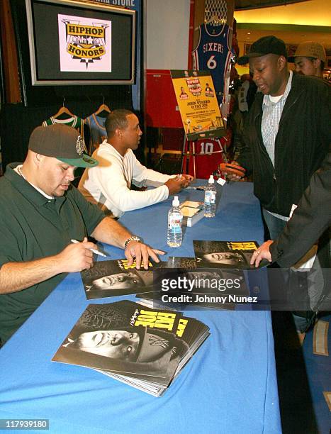 Fat Joe and John Starks during Vh1 Hip Hop Honors Week Meet and Greet with Fat Joe and John Starks at NBA store in New York City, New York, United...