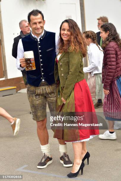 Bayern Muenchen sporting director Hasan Salihamidzic and his wife Esther Copado attend the Oktoberfest at Kaefer Wiesenschaenke tent at...