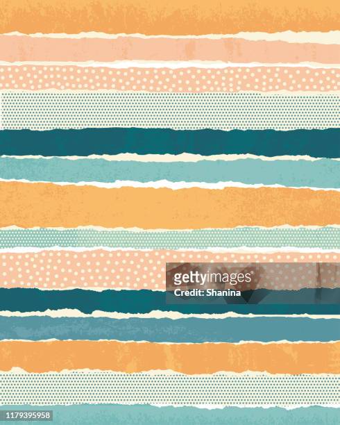 horizontal paper stripes collage background - torn stock illustrations