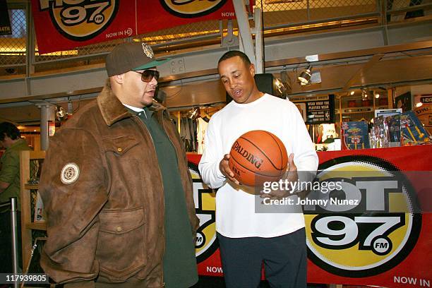 Fat Joe and John Starks during Vh1 Hip Hop Honors Week Meet and Greet with Fat Joe and John Starks at NBA store in New York City, New York, United...