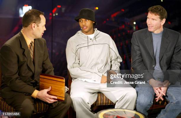 Ernie Johnson, Carmelo Anthony and Kiki Vandeweghe