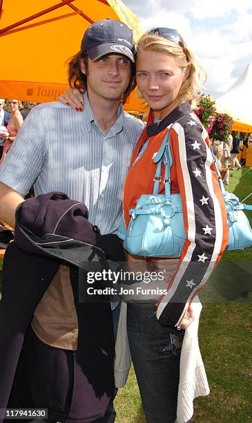 Aiden Butler and Jodie Kidd during Veuve Clicquot Polo - Gold Cup Final - July 18, 2004 at Cowdry Park in West Sussex, Great Britain.