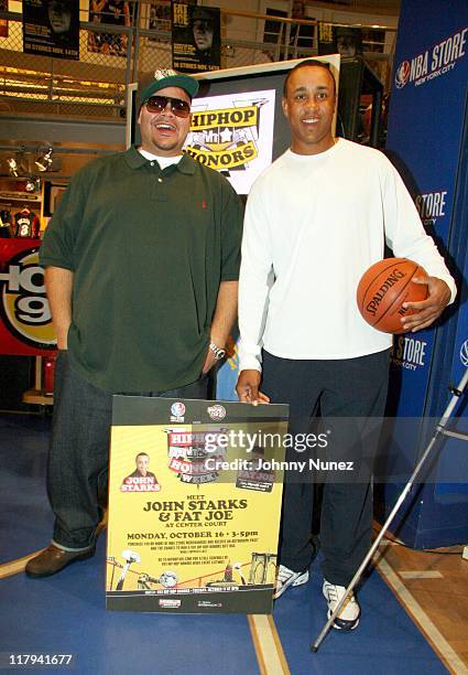 Fat Joe and John Starks during Vh1 Hip Hop Honors Week Meet and Greet with Fat Joe and John Starks at NBA store in New York City, New York, United...