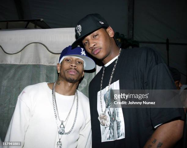 Allen Iverson and Carmelo Anthony during Carmelo Anthony's NBA All-Star Party Hosted by Allen Iverson - February 20, 2005 at The Platium in Denver,...