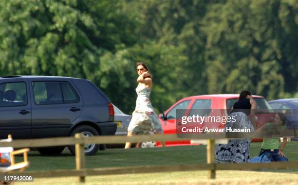 Kate Middleton watches Prince William play at Cirencester Park Polo Club on July 1, 2006.