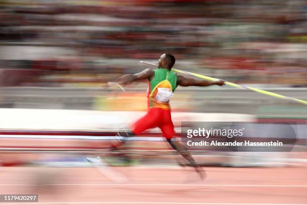 Anderson Peters of Grenada competes in the Men's Javelin final during day ten of 17th IAAF World Athletics Championships Doha 2019 at Khalifa...