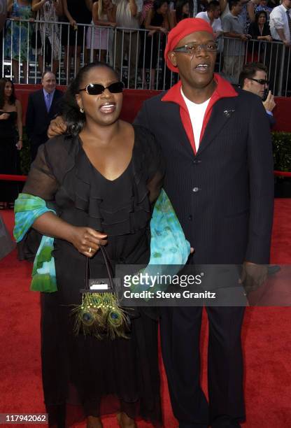 Samuel L. Jackson and wife LaTanya Richardson during 2002 ESPY Awards - Arrivals at The Kodak Theater in Hollywood, California, United States.