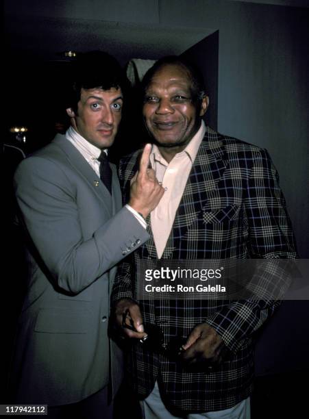 Sylvester Stallone And Jersey Joe Walcott during Lee Canalito Vs. Curtis Whitner - Press Conference and Weigh-In - July 6, 1982 at Tropicana Hotel &...
