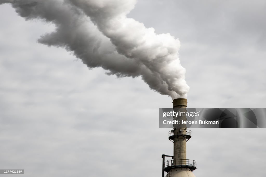 Industrial chimney in operation