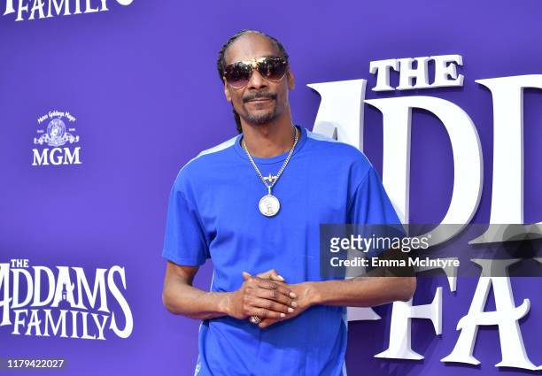 Snoop Dogg attends the Premiere of MGM's 'The Addams Family' at Westfield Century City AMC on October 06, 2019 in Los Angeles, California.