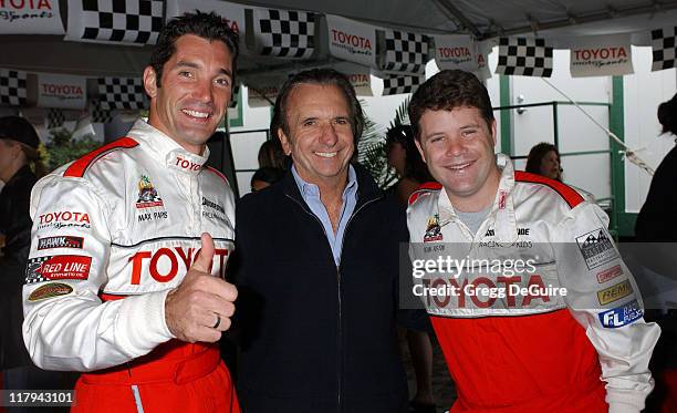 Max Papis, Emerson Fittipaldi, and Sean Astin during 28th Annual Toyota Pro/Celebrity Race - Race Day at Streets of Long Beach in Long Beach,...