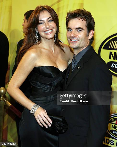 Driver Jeff Gordon with his wife, Ingrid Vandebosch arrive at the 2006 NASCAR nextel Cup Series Awards Banque, held in the main Ballroom of the...