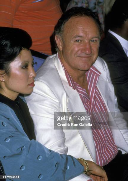 Gene Hackman and Betsy Arakawa during Mike Tyson vs Michael Spinks Fight at Trump Plaza - June 27, 1988 at Trump Plaza in Atlantic City, New Jersey,...