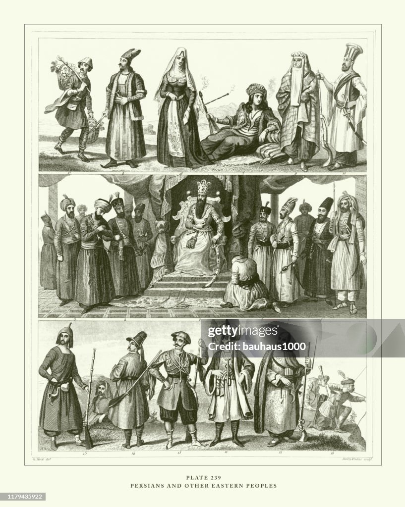 Engraved Antique, Persians and Other Eastern Peoples Engraving Antique Illustration, Published 1851